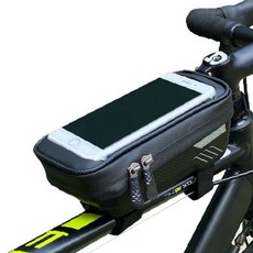 자전거 상단 프레임 장착 수납 파우치 스마트폰 거치 케이스 하드 소재 지퍼 개폐, 1개, ks36-프레임백-핸드폰형
