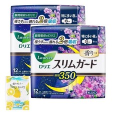 2개 세트 로리에 슬림 가드 라벤더의 향기 깃털 350 12장×2개 총 24장 특히 많은 야간 + 덤 오리지널 입욕제, 1개, 1g