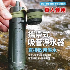 ELANWELL 攜帶式淨水器，戶外露營登山野戰適用，單人使用過濾吸管