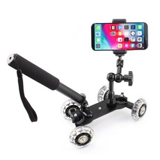 핸드폰 촬영 장비 바퀴 그라운드 슬라이더 레일 카 거치대 삼각대, 1개