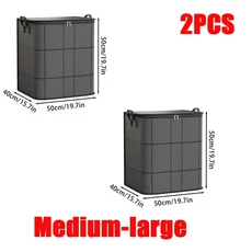 두꺼운 검정색 면직물 누비이불 보관 가방 (이사/포장용 특대형 부직포 옷, 11 Medium-2PC
