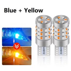 듀얼 T10 Led W5W 전구 9-30V 컬러 Canbus 2016 42SMD 168 194 자동차 웨지 턴 사이드 인테리어 돔 신호 램프, Blue yellow