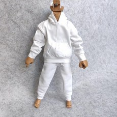1/6 커스텀 스케일 남성용 후디 + 바지 의상 30.5cm(12인치) 남성 액션 피규어 인형 옷 (블랙 블랙 팬츠) 224431, 화이트