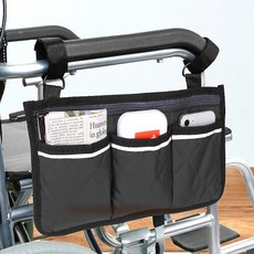 유모차포켓 수납 가방 거치대 휠체어 보조 보행기 주머니, 블랙, 1개