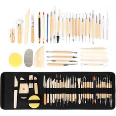 39件套陶泥工具 泥塑蕾絲雕刻刀陶藝DIY樺木雕花工具, 1個
