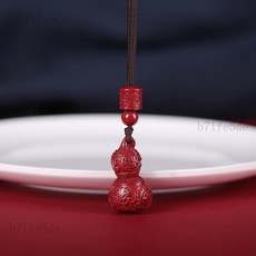 7A級硃砂 葫蘆空心吊墜項鍊，男女適用，生肖屬兔本命，高含量硃砂, 1個, 硃砂葫蘆弔墜 小號（咖啡繩）