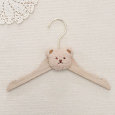 이이공브이샵 곰돌이 원목옷걸이 유아 아기옷걸이, 1개, 베이지