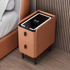 블루투스 무선충전 협탁 조명 높은 침실 테이블 사이드, 완제품 (다리 4개 직접 설치 필요), 35x40x48cm, 오렌지 3