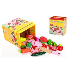 Hi-toys 木製水果切切樂12件組 兒童家家酒玩具 角色扮演遊戲 安全無毒, 1個, Multi-color