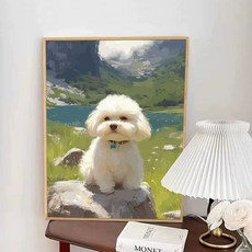 귀여운 강아지 DIY 수채화 페인팅 세트 셀프 피포페인팅 그림 그리기, 50x70cm, qz3338, 1개