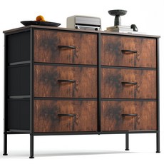 모아니스 패브릭 서랍장, 원목색, 6단