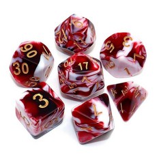 CREEBUY Blue Mix 레드 DND 글리터 주사위 세트 던전 앤 드래곤 워해머 D&D RPG 롤플레잉 게임 보드 게임 다면체 주사위, 레드 믹스 화이트