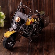 GXS手工做舊摩托車 鐵皮玩具 懷舊復古風 拍照道具 精緻模型擺件, 1個