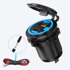 카차저 PD30W+QC3.0 초고속충전 USB+TYPE-C 터치스위치 자동차/선박/전동차/오토바이차량용 시거잭 개조 충전기, 검은색, M1C