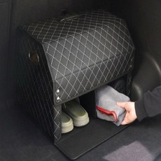 YJY몰 2층 분리수납 차량용 트렁크 정리함 골드격자 대용량 효율적인 편한 오픈커버 일체감