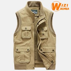 남성 멀티 포켓 아웃터 면 조끼 점퍼 빅사이즈 봄 가을 베스트 자켓 WI168J