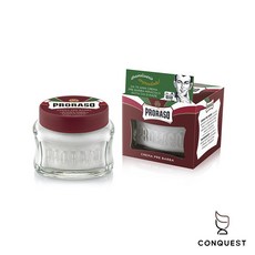 CONQUEST Proraso 義大利 Pre Shaving Cream 保濕麝香鬍鬚軟化膏，軟化鬍鬚，保護肌膚，提升刮鬍體驗, 1個, 紅 - 滋潤檀香
