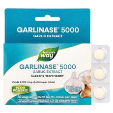 Nature's Way Garlinase® 5000 마늘 추출물 320mg 비건 장용 코팅 30정 EMT-08503, 1개