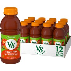 V8 스파이시 핫 100% 야채 주스 355ml 병 (12개 팩) V8 Spicy Hot 100% Vegetable Juice 12 fl oz Bottle (12 Pack), 12 Fl Oz (Pack of 12), 1ml, 1개