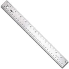 VINCA SSRN-12 스테인리스 스틸 사무실 드로잉 자 0-12인치 0-30cm 미끄럼 방지 코르크 베이스 측정 도구 포함, 12 inch with Non