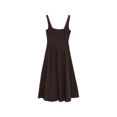 스타우드 웰스 스퀘어 넥 미디 드레스