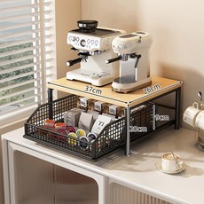 프리미엄 원목 와인랙 인테리어수납 현대식 주방 전자레인지 선반 수납 견고한 및 금속 구조 공간 절약형 조리대, 1)검정색