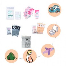 휴대용 화장실 700ml (티슈형 응고제) 간이 변기 이동식 캠핑용 소변 주머니 일회용, 1개, 화이트 4매입