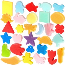 레오브로 30pcs 페인팅용 스펀지 모양 페인트 어플리케이터 공예용 폼 스탬프 다양한 패턴, 3x2 inches