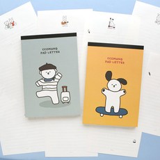 핑크풋 꼬망 패드 편지지 2종 세트 5000, 노랑 + 파랑, 1세트