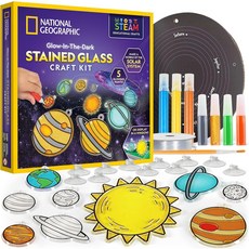 내셔널 지오그래픽 윈도우 아트 키트 스테인드글라스 태양계 예술 & 공예 키트, Glowing Planets, 1개