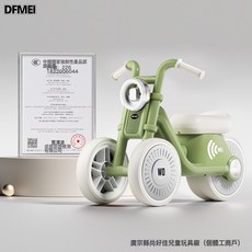 DFMEI 太子哈雷車兒童1到3歲平衡車寶寶幼四輪學步車摩托車滑步車奇動, 1個, 綠色哈雷+LED車把燈:如圖