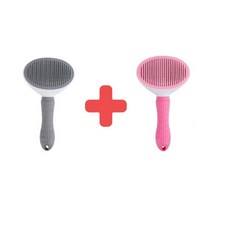 디엠스쿱 반려동물 원터치 브러쉬, 그레이, 핑크, 2개