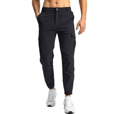 Pinkbomb 남성용 하이킹 카고 팬츠 7포켓 슬림 핏 스트레치 조거 골프 카고 작업 바지 남성용 블랙.