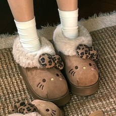 헬로키티 호피 털 부츠 240mm-브라운