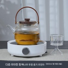 고급 스테인리스 스틸 전기 주전자 1.7L 빠른 끓임 안전 자동 차단 기능, 1L 이상, 1. 우아한 흰색 + 나무뚜껑 주전자
