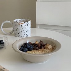밀크그레이 도자기 시리얼 볼 요거트 그릇 스프 대접, 시리얼 그릇 17cm