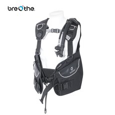 breathe潛水浮力調整裝置，舒適耐用，多功能D型環設計，快速洩氣閥，安全可靠, 黑