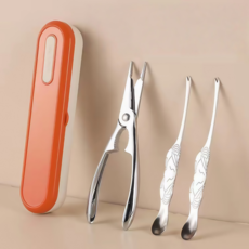 휴대용 다목적 게가위 + 게살포크세트, 오렌지, 1세트
