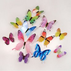 1/2/3set 입체 나비 포인트 벽지 3d 인테리어 학원 데코 스티커 벽장식, 컬러풀12p, 3세트
