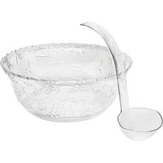 Pro Dispose 국자 포함 헤비웨이트 플라스틱 펀치볼 | 8쿼트 클리어 2갤런 펀치 플라스틱볼 세트와 5온스. 파티용 서빙 국자가 있는 자수