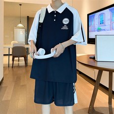 【潮牌學生裝】Polo衫套裝 運動套裝 休閒套裝 短袖短褲 青少年套裝 速乾透氣 寬鬆舒適 初中高中學生 夏季運動健身