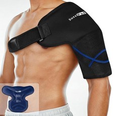 SUZZIPAD 재사용 가능한 콜드 테라피 숄더 랩 탈착식 젤 아이스 팩으로 조절 가능 근육통 진정 및 활동 후 붓기 감소 미디엄, 1.0