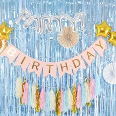 파티장식은박수술커튼(라이트블루) 생일 파티 장식, 1개, 기본