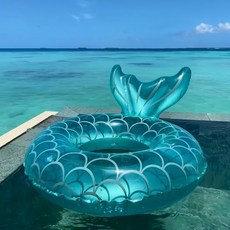 DFMEI 加厚成人大號美人魚游泳圈度假腋下圈魚尾巴男女, 1個, 綠水晶人魚泳圈:70#【適合35-70斤】
