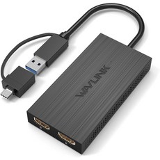 듀얼 용 WLINK HDMI 스플리터 확장 어댑터용 USB A 또는 USB-C 및 ma용 멀티 3개 별도 화면 4K30Hz 080p@60Hz, 4K60Hz