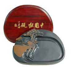 문방사우 자석벼루 서예 천연석 벼루 원형 지필묵 답안, 1개, 기본 색상