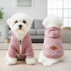 강아지 반려동물 니트 후드집업 애견옷 (공장판매처리가격), 1개, 핑크