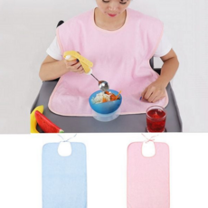 성인 환자용 턱받이 넓은 부드러운 요양 긴 끈 성인용 턱받이 간병 식사 방수 앞치마 배변, 핑크, 핑크