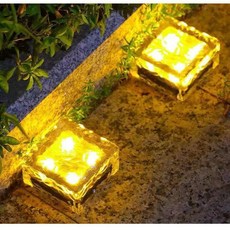 太陽能地磚燈戶外LED草坪燈地埋花園燈冰磚裝飾燈庭院燈室外防水, 4燈珠暖光 常規款 大號-3瓦,單個裝 試用版