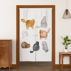 노렌 도어 커튼 주방 웨이브 패턴 이자카야 데코 도어웨이 입구 린넨, 70x120cm, 옵션 1, CLX01009